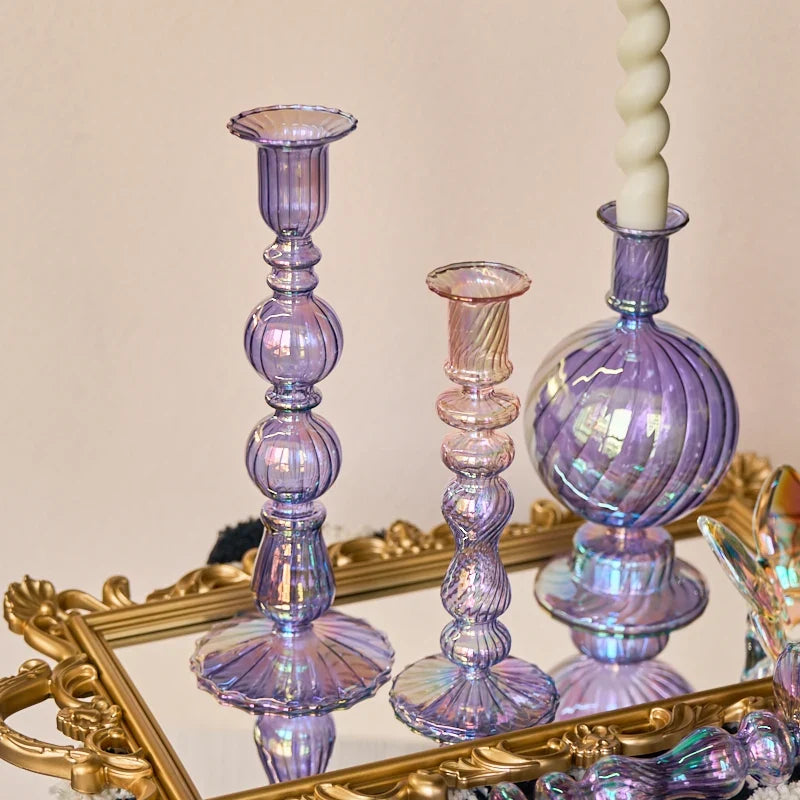 Retro-Kerzenhalter aus Glas für Stabkerzen - Scheinraum.de