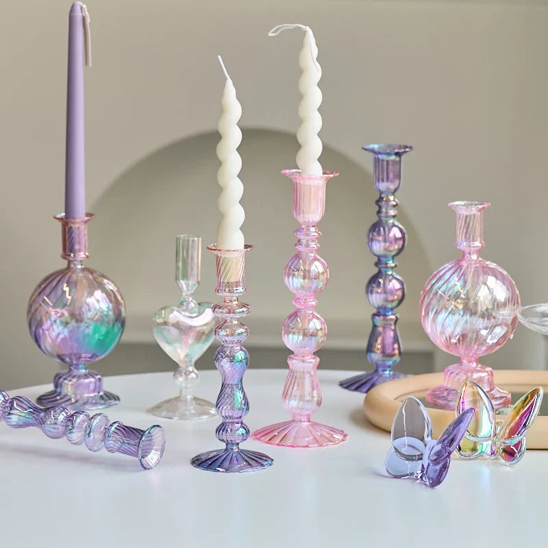 Retro-Kerzenhalter aus Glas für Stabkerzen - Scheinraum.de