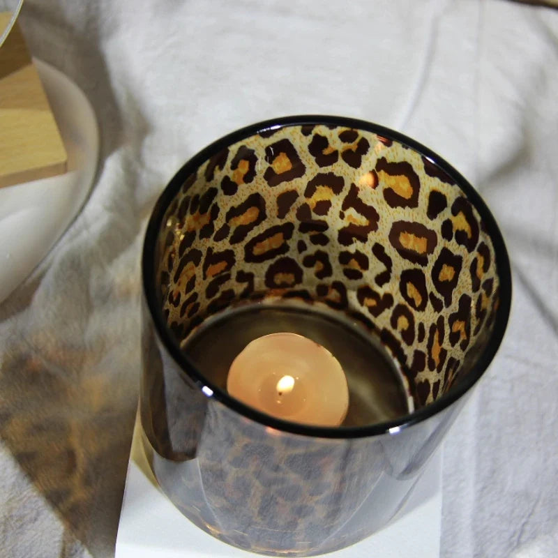 Glas-Teelichthalter mit Leopardenmuster - Scheinraum.de