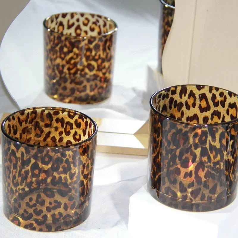 Glas-Teelichthalter mit Leopardenmuster - Scheinraum.de