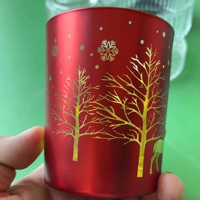 Glas-Teelichthalter mit Goldoptik in Rot, Grün oder Weiß - Scheinraum.de