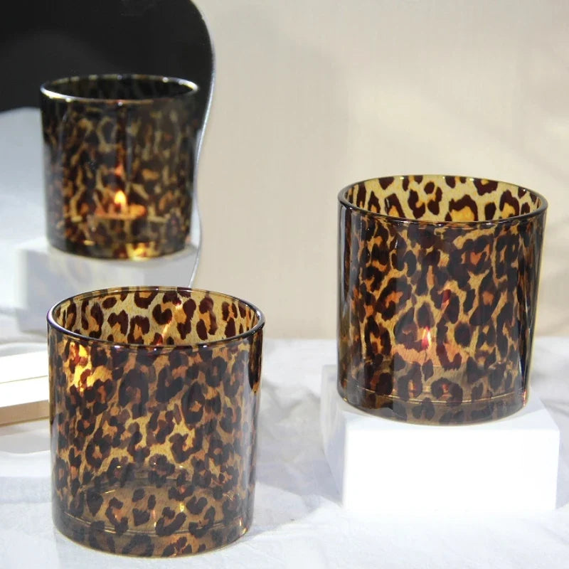 Glas-Teelichthalter mit Leopardenmuster - Scheinraum.de