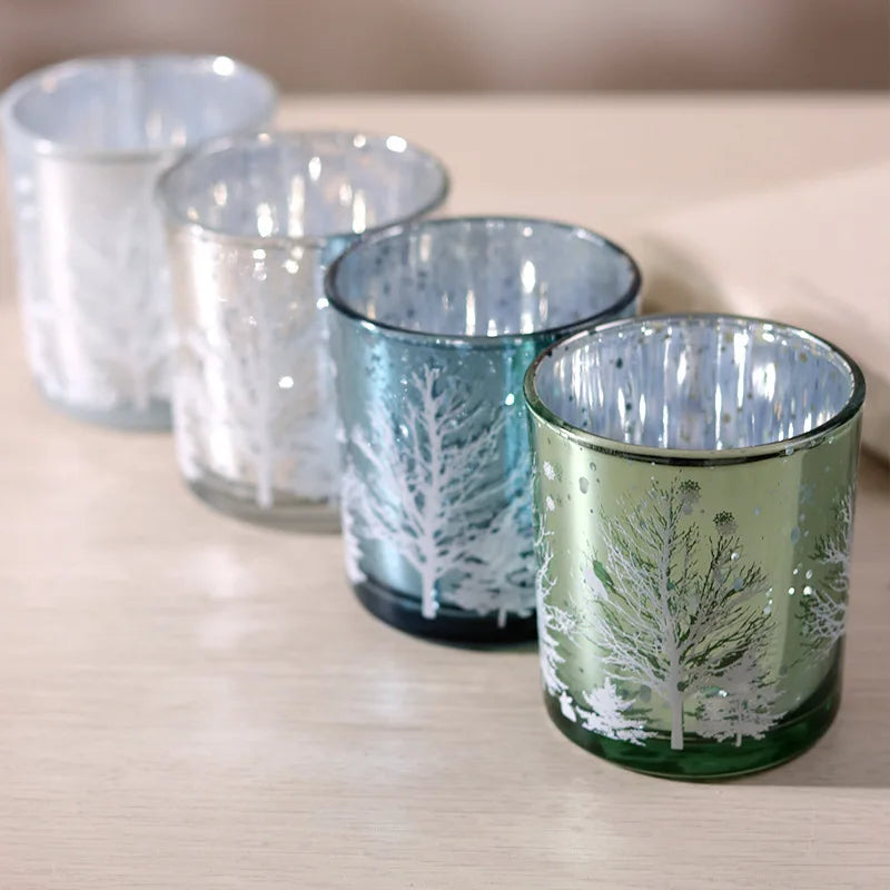 Glas-Teelichthalter mit Baumzweig-Motiv, 7 x 8 cm - Scheinraum.de