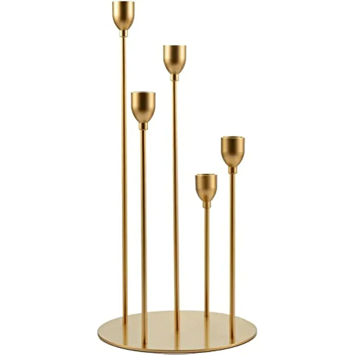 Goldener Kerzenleuchter mit 5 Armen aus Metall - Scheinraum.de