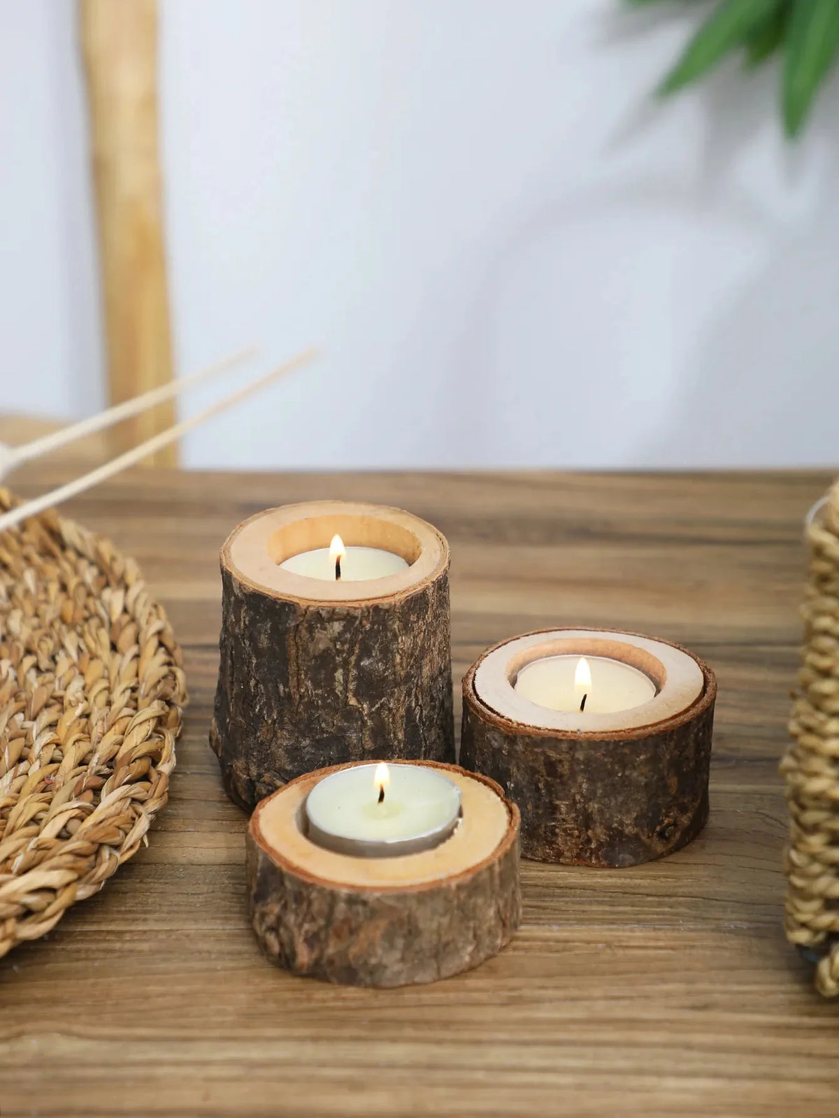 3er-Set Holz-Kerzenhalter im Vintage-Stil - Scheinraum.de