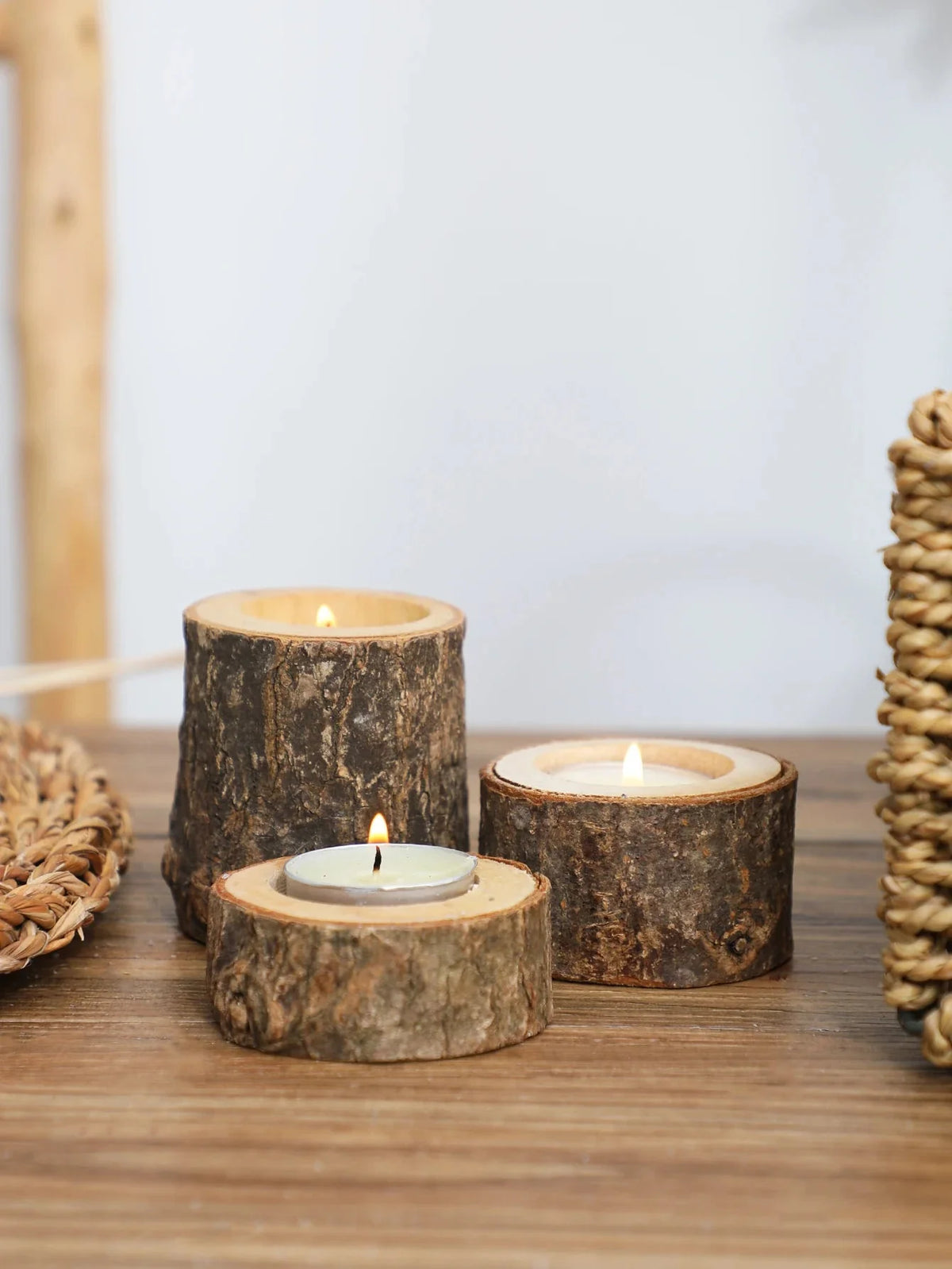 3er-Set Holz-Kerzenhalter im Vintage-Stil - Scheinraum.de
