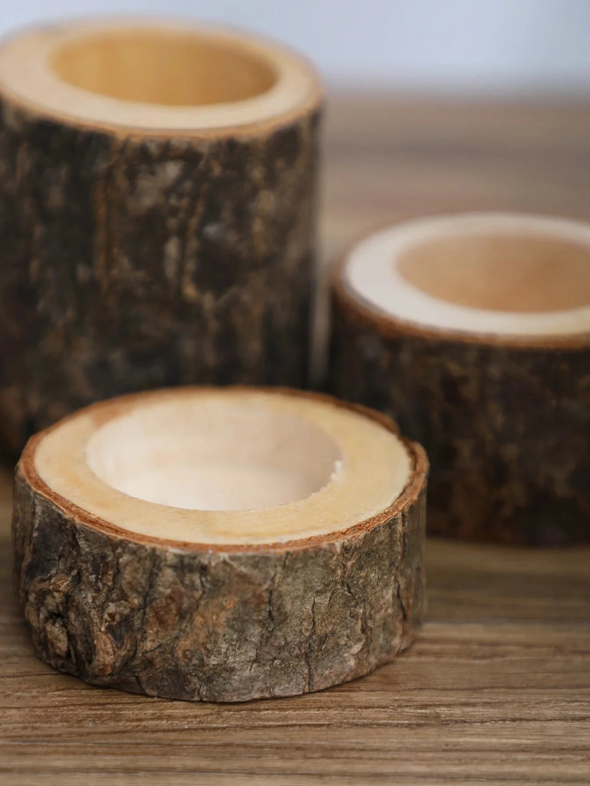 3er-Set Holz-Kerzenhalter im Vintage-Stil - Scheinraum.de