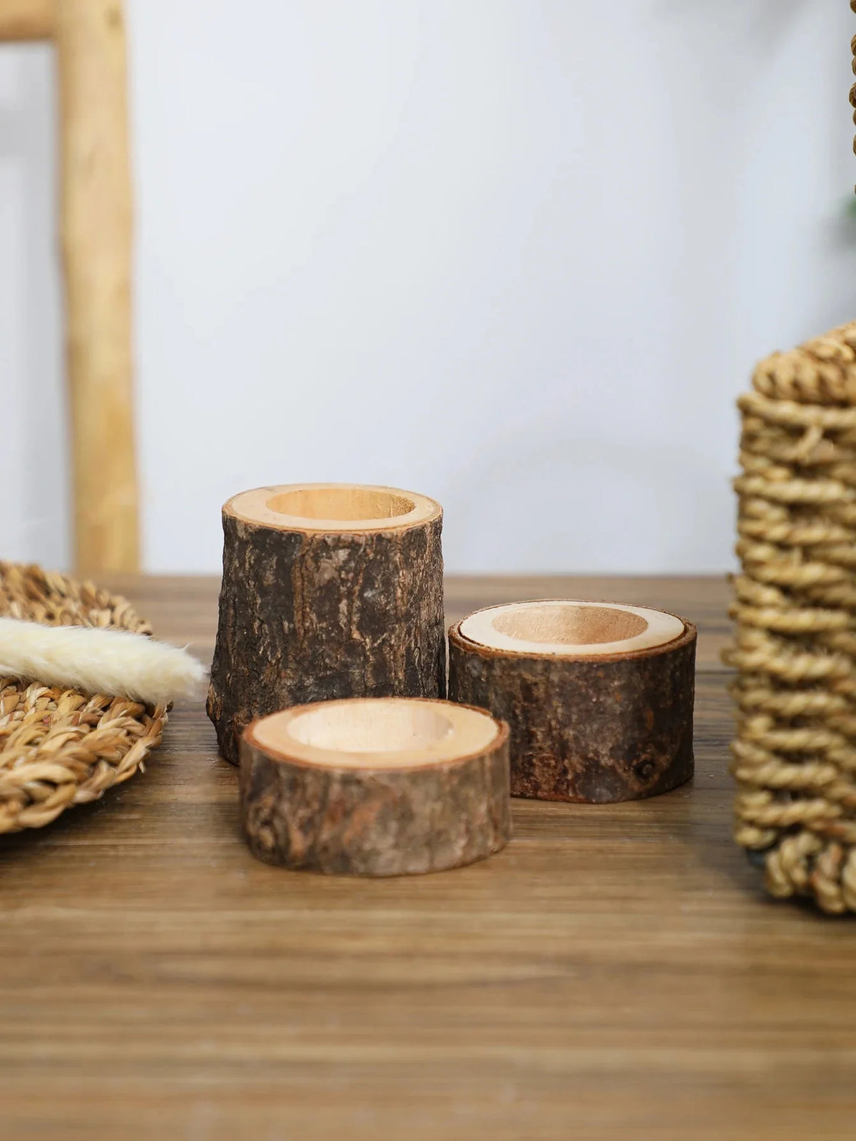 3er-Set Holz-Kerzenhalter im Vintage-Stil - Scheinraum.de