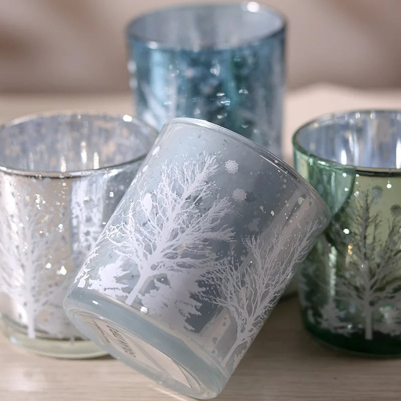 Glas-Teelichthalter mit Baumzweig-Motiv, 7 x 8 cm - Scheinraum.de