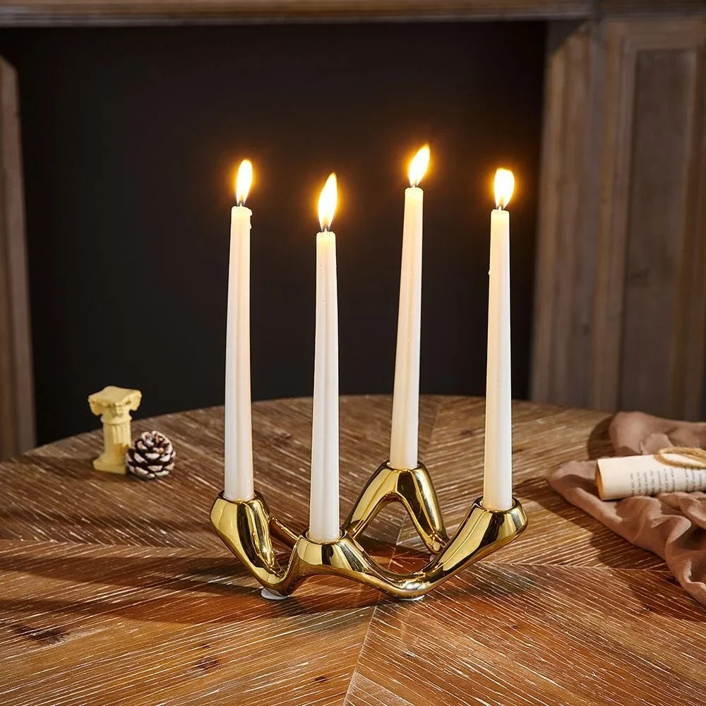 Keramik-Kerzenleuchter in Gold, Silber oder Weiß - Scheinraum.de