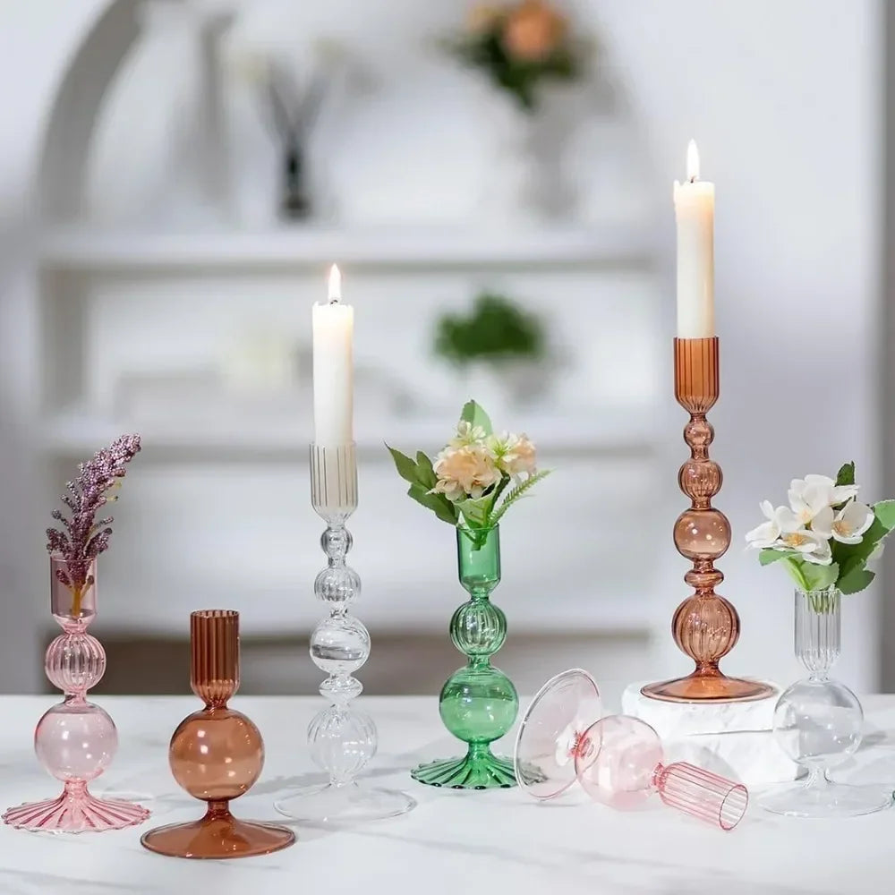 Glas-Kerzenhalter-Set für Stabkerzen, 3-teilig - Scheinraum.de