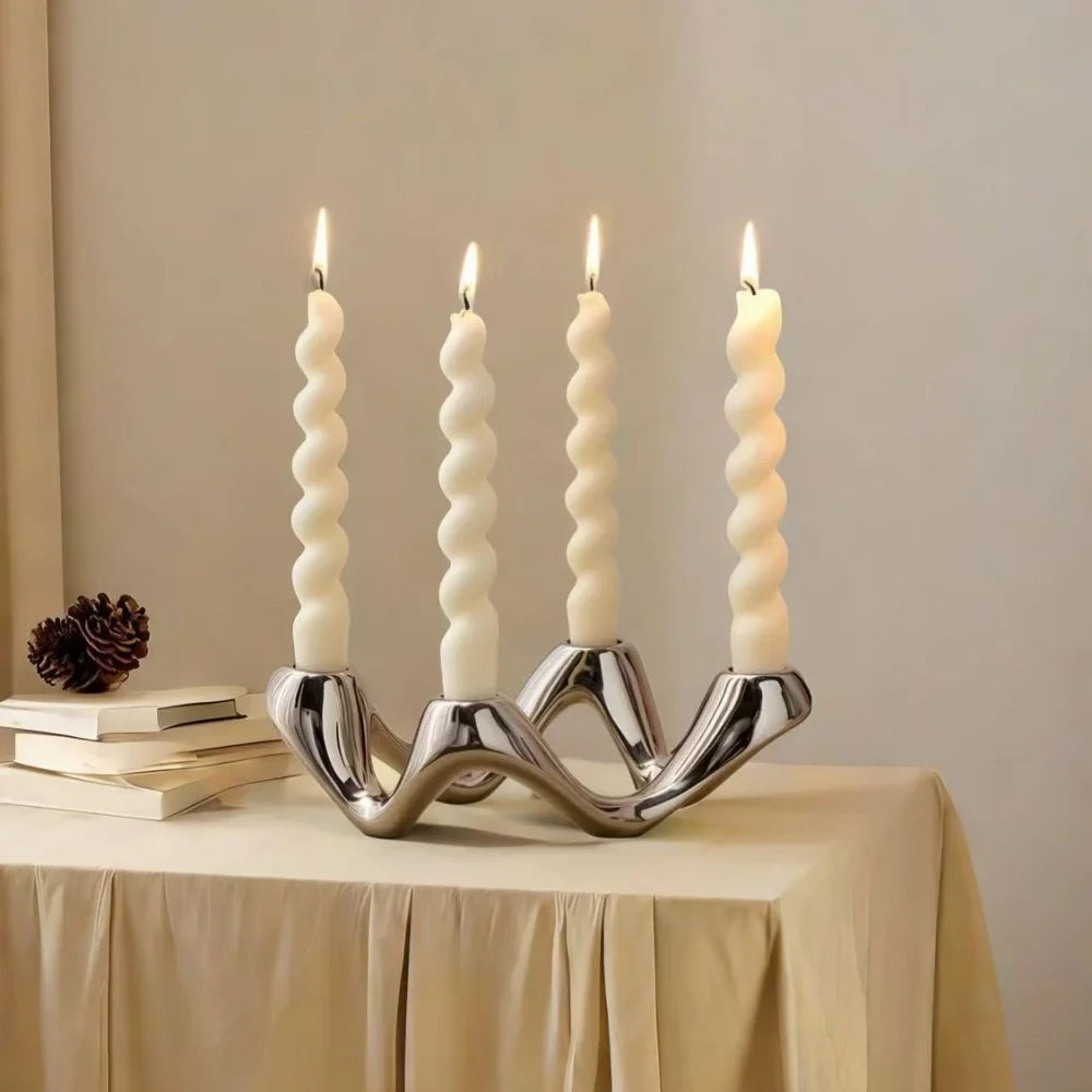 Keramik-Kerzenleuchter in Gold, Silber oder Weiß - Scheinraum.de