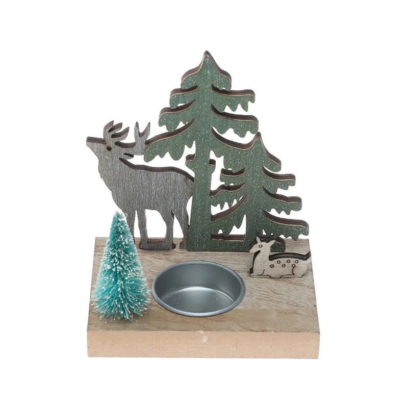 Holz-Kerzenhalter im Weihnachts-Hausdesign - Scheinraum.de