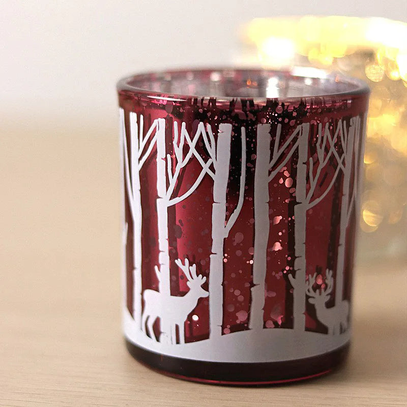 Glas-Teelichthalter mit Baumzweig-Motiv, 7 x 8 cm - Scheinraum.de