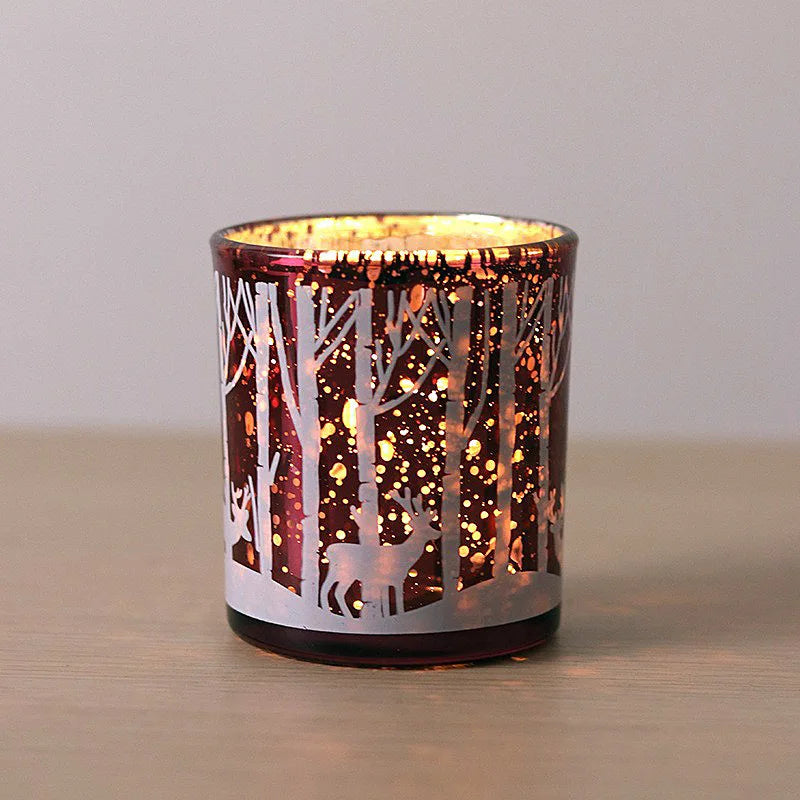 Glas-Teelichthalter mit Baumzweig-Motiv, 7 x 8 cm - Scheinraum.de