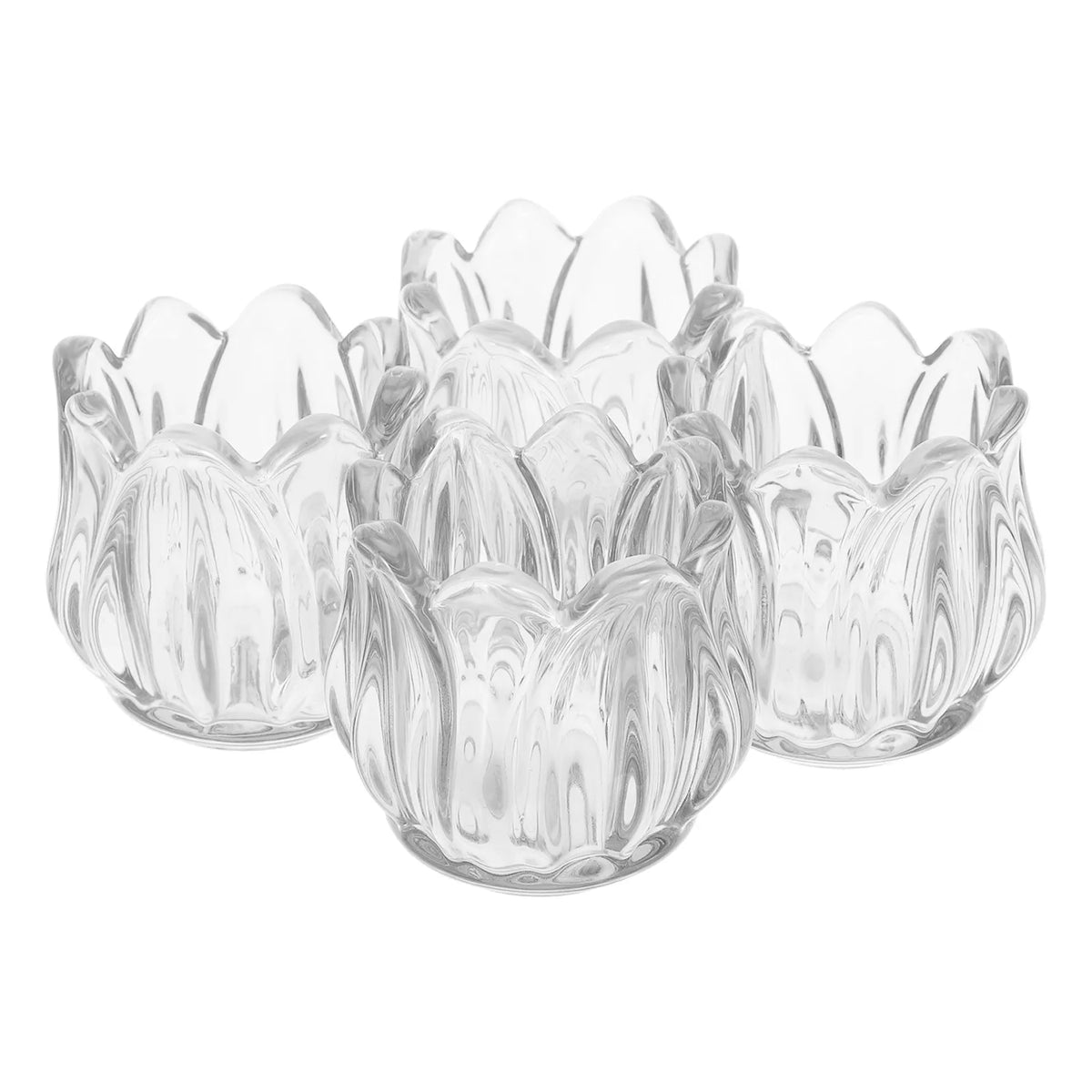 4er-Set Tulpen-Teelichthalter aus klarem Glas - Scheinraum.de
