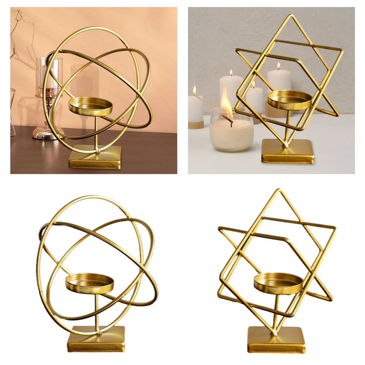 Goldener Kerzenständer aus Messing, 12 x 16 cm - Scheinraum.de