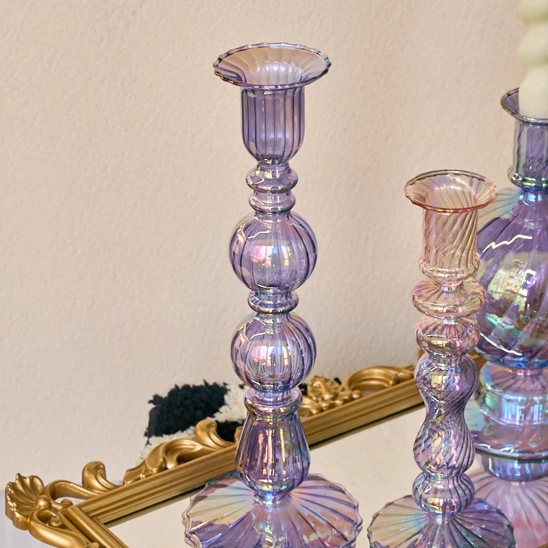Retro-Kerzenhalter aus Glas für Stabkerzen - Scheinraum.de