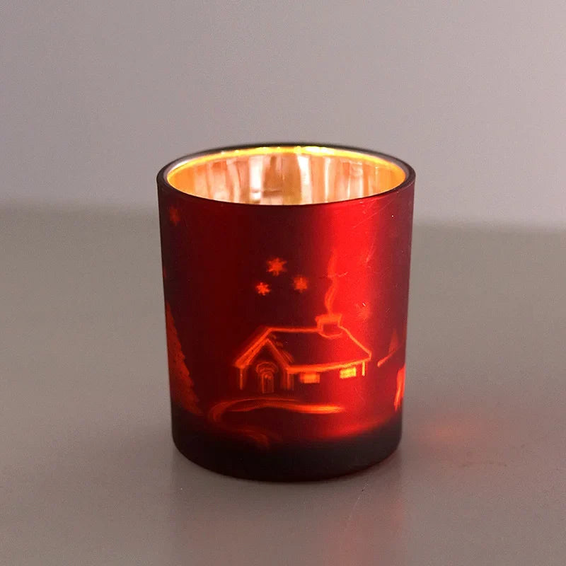 Glas-Teelichthalter mit Baumzweig-Motiv, 7 x 8 cm - Scheinraum.de