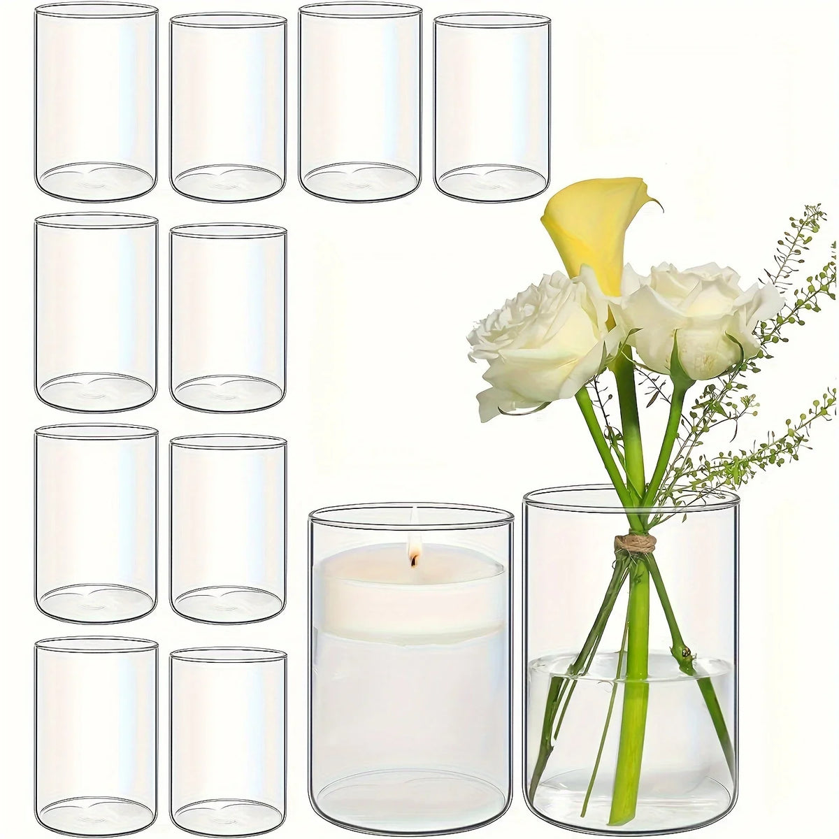 Glas-Kerzenhalter im Zylinderdesign, modern und klar - Scheinraum.de