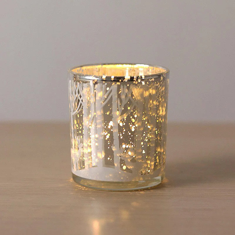 Glas-Teelichthalter mit Baumzweig-Motiv, 7 x 8 cm - Scheinraum.de