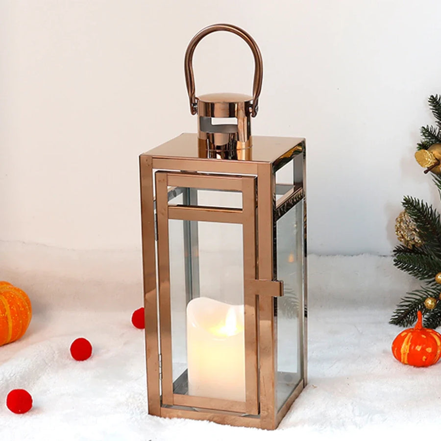 Edelstahl Windlicht mit Glas für Innen- und Außenbereiche - Scheinraum.de
